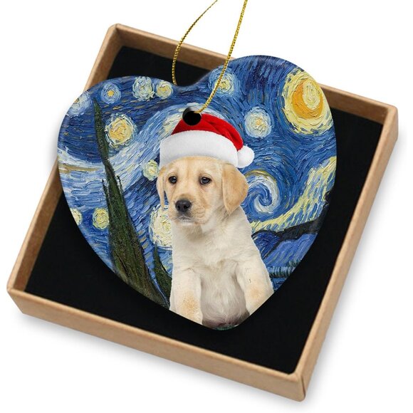 🆕 Dog Christmas Ornament Decorations Ceramic Tree Labrador Puppy Xmas Hat Lover - Picture 1 of 4